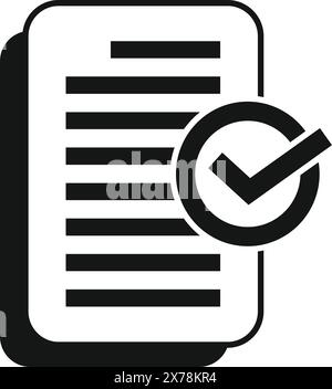Vektordarstellung eines Dokumentsymbols mit einem Häkchen, das die Genehmigung oder abgeschlossene Überprüfung symbolisiert Stock Vektor