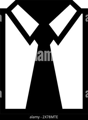 Eine einfache schwarze Silhouette, die ein Hemd mit Krawatte darstellt und formelle Kleidung, Berufskleidung und Unternehmenskultur repräsentiert Stock Vektor