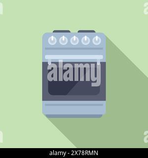 Flaches Design-Symbol einer modernen Gasserie mit Ofen, isoliert auf pastellgrünem Hintergrund Stock Vektor