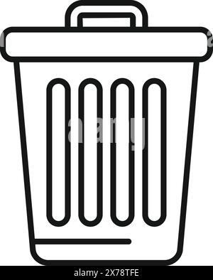 Schwarz-weiße Linienzeichnung eines einfachen Papierkorbs, ideal für Symbole oder Infografiken Stock Vektor