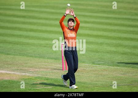 Southampton, Großbritannien, 18. Mai 2024. Charli Knott von Southern Vipers beim Charlotte Edwards Cup Spiel zwischen Southern Vipers und Blaze im Utilita Bowl, Southampton. Quelle: Dave Vokes/Alamy Live News Stockfoto