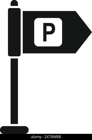 Vektorabbildung eines schwarzen Symbols für ein Parkzeichen, das einen ausgewiesenen Parkplatz angibt Stock Vektor