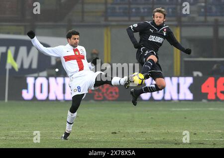 Mailand Italien 20.12.2009: Thiago Motta, Inter Player, und Roberto Baronio, Lazio Spieler, während des Spiels FC Inter-SS Lazio Stockfoto