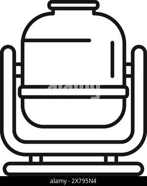 Schwarz-weiße Vektor-Illustration eines Propan-Gastank-Symbols im Linienart-Stil Stock Vektor