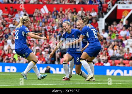 Melanie Leupolz von Chelsea Women feiert ihr Ziel, es 0-5 Chelsea zu schaffen, während des FA Women's Super League Matches Manchester United Women vs Chelsea FC Women in Old Trafford, Manchester, Großbritannien, 18. Mai 2024 (Foto: Cody Froggatt/News Images) Stockfoto