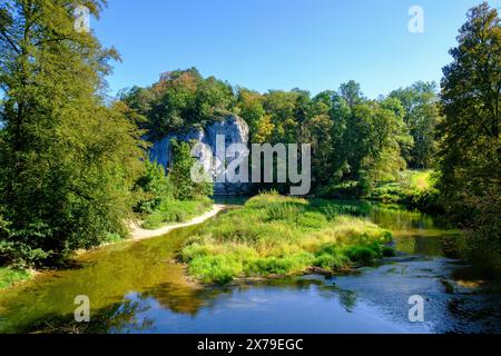 Amalienfelsen an der Donau, Fürstlicher Park Inzigkofen bei Sigmaringen, Oberes Donautal, Baden-Württemberg, Deutschland Stockfoto