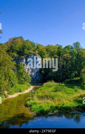 Amalienfelsen an der Donau, Fürstlicher Park Inzigkofen bei Sigmaringen, Oberes Donautal, Baden-Württemberg, Deutschland Stockfoto