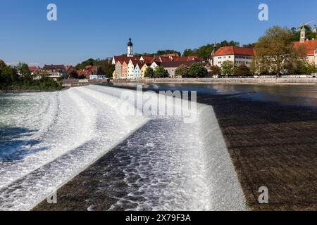 Historische Altstadt von Landsberg am Lech, vor dem Lechweir, Oberbayern, Bayern, Deutschland Stockfoto