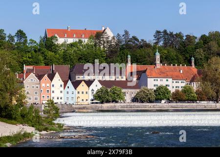 Historische Altstadt von Landsberg am Lech, vor dem Lechweir, Oberbayern, Bayern, Deutschland Stockfoto