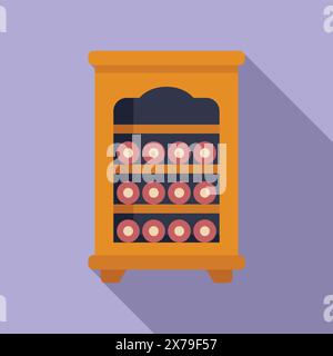 Illustration eines klassischen hölzernen Abakus mit Perlen, die traditionelle Arithmetik vor violettem Hintergrund symbolisieren Stock Vektor