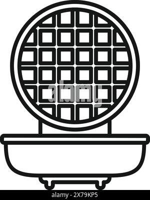 Minimalistisches Waffeleisen-Symbol in schlichtem Schwarz-weiß-Design, perfekt für die Vektorillustration einer Küchenmaschine für Frühstück und Kochutensilien Stock Vektor