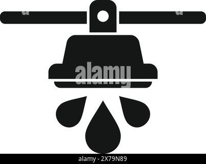 Schwarz-weißes Symbol für eine Sprinkleranlage, Signalsicherheit und Notfallausrüstung Stock Vektor