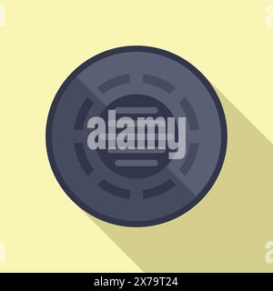 Vektorgrafik eines stilisierten Mannlochdeckels mit Schatten auf gelbem Hintergrund Stock Vektor