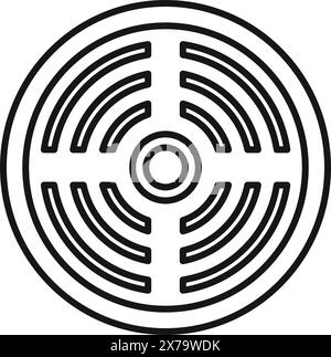 Einfaches Labyrinth mit konzentrischem Kreismuster in Schwarz und weiß Stock Vektor