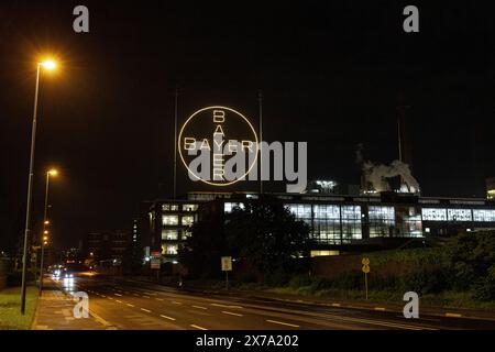 Das Bayerkreuz mit dem Logo von BAYER auf dem Werksgelände in Leverkusen ist die weltgrößte Leuchtreklame mit 50 Meter Durchmesser und ca. 1700 LED Leuchtmittel. 18.05.2024 Leverkusen Wiesdorf Nordrhein-Westfalen Deutschland *** das Bayer-Kreuz mit dem BAYER-Logo auf dem Werksgelände in Leverkusen ist das weltweit größte Leuchtschild mit einem Durchmesser von 50 Metern und ca. 1700 LED-Leuchten 18 05 2024 Leverkusen Wiesdorf Nordrhein-Westfalen Deutschland Copyright: XBonn.digitalx/xMarcxJohnx Stockfoto