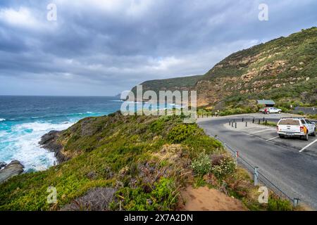 Blick auf die Küste von Maingon Bay von Lookout, Maingon Bay Tasman Peninsula, Tasmanien Stockfoto