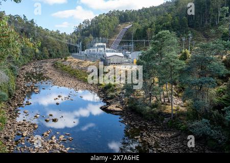 Wasserkraftwerk Tarraleah, Central Highlands, Tasmanien Stockfoto