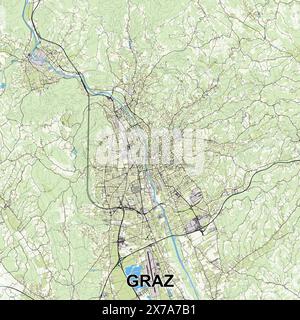 Graz, Österreich Karte Poster Kunst Stock Vektor