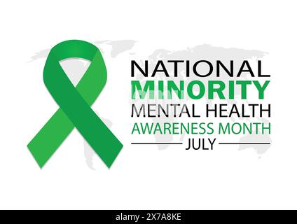 National Minority Mental Health Awareness Monat Juli. Urlaubskonzept. Vorlage für Hintergrund, Banner, Karte, Poster mit Textbeschriftung. Vektor Stock Vektor