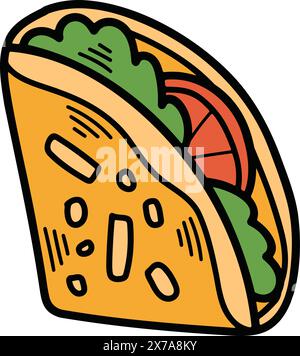 Das Burrito oder Sandwich zeichnete handgezeichnete Illustrationen im Linienstil Stock Vektor