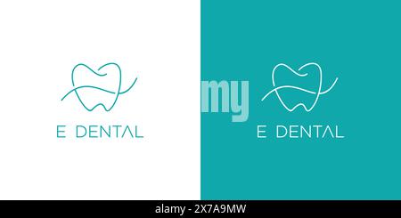 Einzigartiges und modernes E-Dental-Logo-Design Stock Vektor