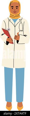Muslimische Ärztin. Medizinisches Konzept. Vektorabbildung. Stock Vektor