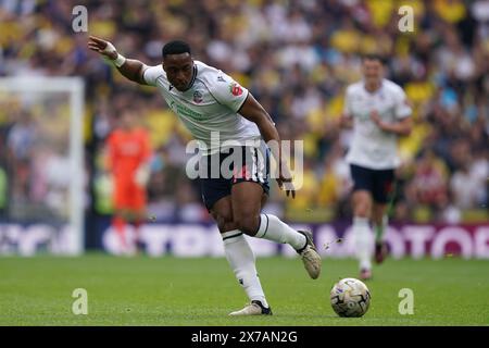 LONDON, ENGLAND – 18. MAI: Victor Adeboyejo von Bolton Wanderers während des Sky Bet League One Play-Off Final-Spiels zwischen Bolton Wanderers und Oxford United im Wembley Stadium am 18. Mai 2024 in London. (Foto: Dylan Hepworth/MB Media) Stockfoto