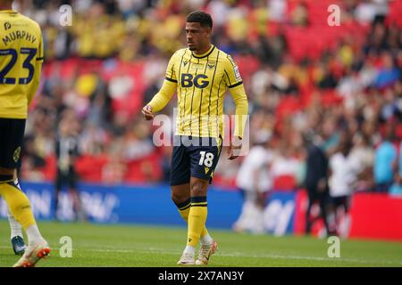 LONDON, ENGLAND – 18. MAI: Marcus McGuane von Oxford United während des Play-Off-Endspiels der Sky Bet League One zwischen Bolton Wanderers und Oxford United im Wembley Stadium am 18. Mai 2024 in London. (Foto: Dylan Hepworth/MB Media) Stockfoto