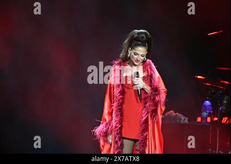 18. Mai 2024, Mexiko-Stadt, Ciudad de Mexico, Mexiko: Die spanische Sängerin Natalia Jimenez tritt während des Konzerts â€˜Antologia 20 AÃ±os Tour' in der Mexico City Arena auf. (Kreditbild: © Carlos Tischler/OKULARBOGEN via ZUMA Press Wire) NUR REDAKTIONELLE VERWENDUNG! Nicht für kommerzielle ZWECKE! Stockfoto