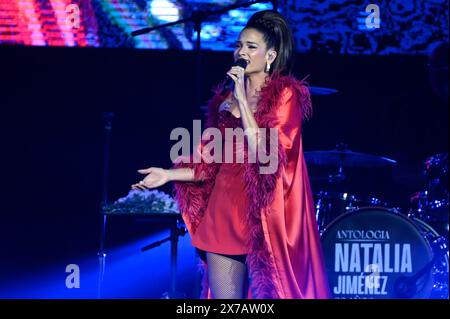 18. Mai 2024, Mexiko-Stadt, Ciudad de Mexico, Mexiko: Die spanische Sängerin Natalia Jimenez tritt während des Konzerts â€˜Antologia 20 AÃ±os Tour' in der Mexico City Arena auf. (Kreditbild: © Carlos Tischler/OKULARBOGEN via ZUMA Press Wire) NUR REDAKTIONELLE VERWENDUNG! Nicht für kommerzielle ZWECKE! Stockfoto