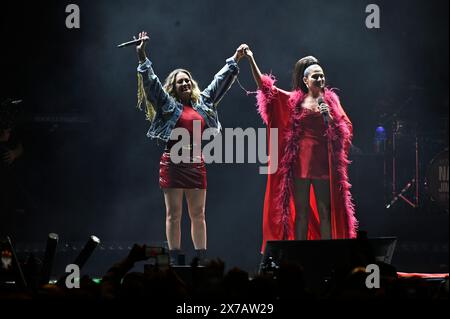 18. Mai 2024, Mexiko-Stadt, Ciudad de Mexico, Mexiko: Die spanische Sängerin Natalia Jimenez und die mexikanische Sängerin Maria Jose treten während des Konzerts â€˜Antologia 20 AÃ±os Tour' in der Mexico City Arena auf. (Kreditbild: © Carlos Tischler/OKULARBOGEN via ZUMA Press Wire) NUR REDAKTIONELLE VERWENDUNG! Nicht für kommerzielle ZWECKE! Stockfoto