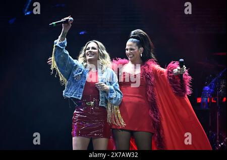 18. Mai 2024, Mexiko-Stadt, Ciudad de Mexico, Mexiko: Die spanische Sängerin Natalia Jimenez und die mexikanische Sängerin Maria Jose treten während des Konzerts â€˜Antologia 20 AÃ±os Tour' in der Mexico City Arena auf. (Kreditbild: © Carlos Tischler/OKULARBOGEN via ZUMA Press Wire) NUR REDAKTIONELLE VERWENDUNG! Nicht für kommerzielle ZWECKE! Stockfoto