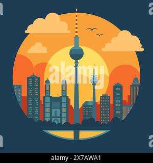 Symbol Für Die Reiserunde Der Skyline Von Berlin Stock Vektor
