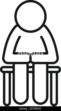 Einfache schwarz-weiße Linienzeichnung, die eine Person darstellt, die in einem Buch sitzt und vertieft ist Stock Vektor