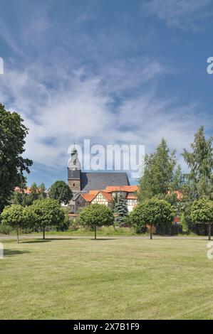 Harzgerode mit Marienkirche bzw. Sankt Marienkirche, Sachsen-Anhalt, Harz, Deutschland Stockfoto