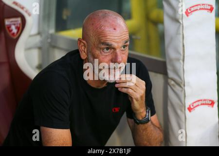 Stefano Pioli, Cheftrainer des AC Milan, während des Spiels der Serie A zwischen dem FC Turin und dem AC Milan am 18. Mai 2024 im Olympischen Stadion Grande Torino in Tur Stockfoto