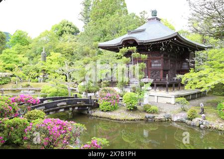 Benten-Do und japanischer Garten im Seiryoji-Tempel, Kyoto, Japan Stockfoto