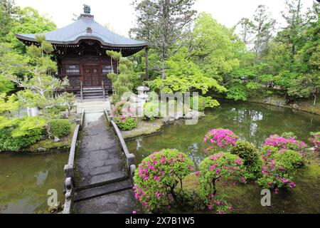 Benten-Do und japanischer Garten im Seiryoji-Tempel, Kyoto, Japan Stockfoto