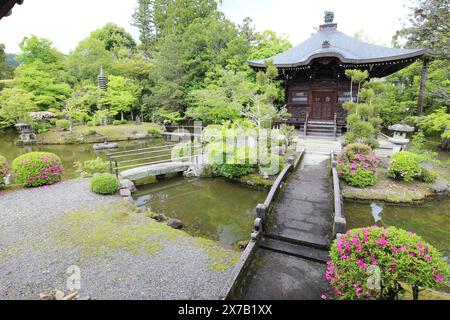 Benten-Do und japanischer Garten im Seiryoji-Tempel, Kyoto, Japan Stockfoto