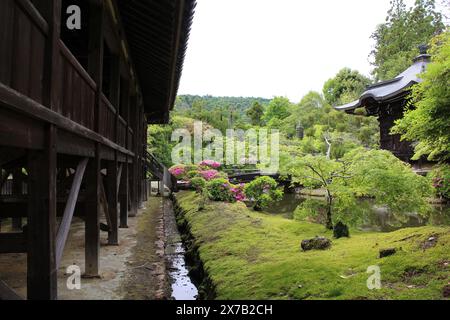 Benten-Do und japanischer Garten im Seiryoji-Tempel, Kyoto, Japan Stockfoto