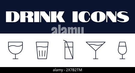 Symbole für Getränke gesetzt. Illustration des Symbols „Line Drinks“. Getränkesymbole eingestellt. Stock Vektor