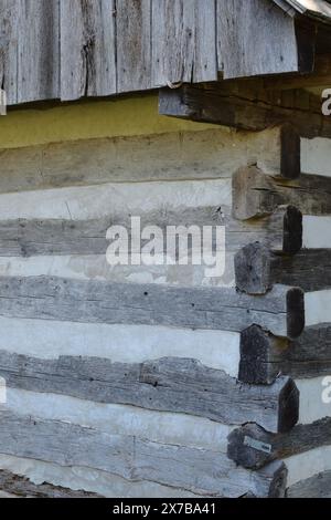 Blockhaus befindet sich in Danial Boone Homestead Stockfoto