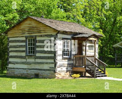 Blockhaus befindet sich in Danial Boone Homestead Stockfoto