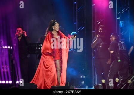 Mexiko-Stadt, Mexiko. Mai 2024. Die spanische Sängerin Natalia Jimenez tritt am 18. Mai 2024 während des Konzerts „Antologia 20 ANOs Tour“ in der Mexico City Arena in Mexiko-Stadt auf. (Foto: Carlos Tischler/ Eyepix Group) (Foto: Eyepix/NurPhoto) Credit: NurPhoto SRL/Alamy Live News Stockfoto