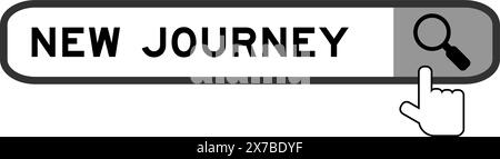 Suchbanner in Wort New Journey mit dem Lupensymbol auf weißem Hintergrund Stock Vektor