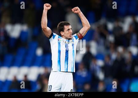 Mikel Oyarzabal von Real Sociedad reagiert auf das LaLiga EA Sports Spiel zwischen Real Sociedad und Valencia CF im reale Arena Stadium am 16. Mai 2024 Stockfoto