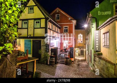 Schmilka bei Nacht, Sächsische Schweiz, Sachsen, Deutschland Stockfoto
