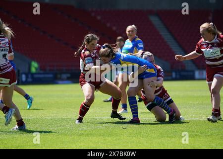 St Helens, Merseyside, Großbritannien. Mai 2024. Betfred Challenge Cup Rugby: Wigan Warriors Women vs Leeds Rhinos Women im Totally Wicked Stadium. (Beschreibung des Geschehens). Credit James Giblin Photography/Alamy Live News. Stockfoto