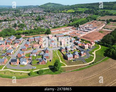 Ledbury Herefordshire UK Luftaufnahme des neuen Bauprojekts am Rande von Ledbury - Foto Mai 2024 Stockfoto