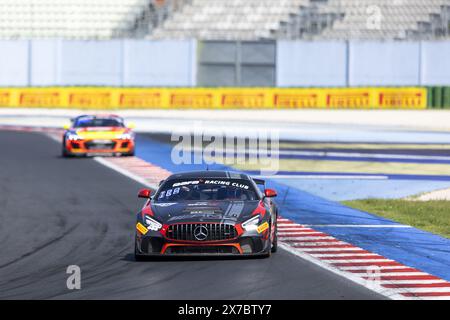 15 PAPADOPULOS Alexandre (usa), IBANEZ TRULLOLS Liuc (Spa), NM Racing Team, Mercedes-AMG GT4, Action während der 2. Runde der GT4 European Series 2024 mit Rafa Racing Club auf dem Misano World Circuit Marco Simoncelli, vom 17. Bis 19. Mai 2024 in Misano Adriatico, Italien Stockfoto